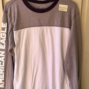American Eagle By Payless Purple and White Long Sleeve Shirt
